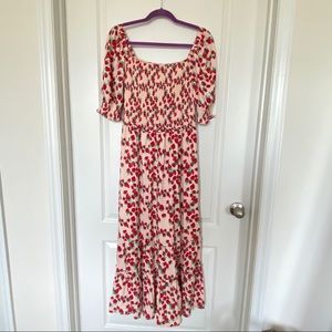 Strawberry & Raspberry Print Maxi Dress Betsey Johnson